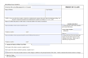 Proof of Claim Form Image