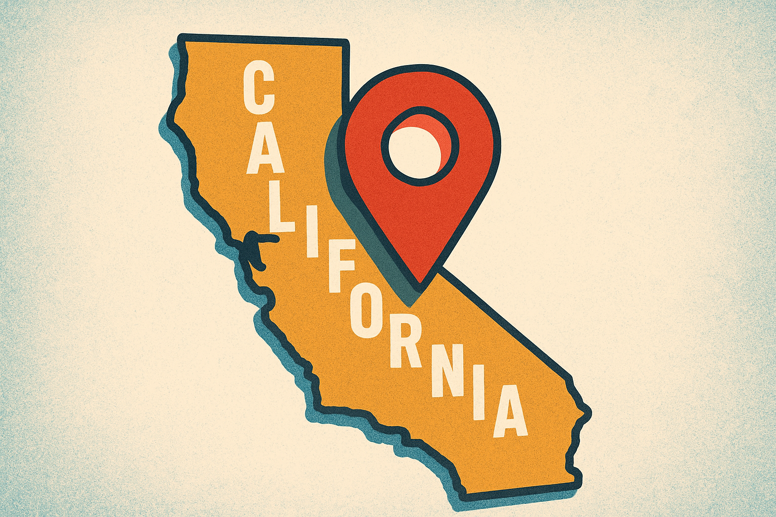 Map of California with a location icon marker - Finkel Law Group