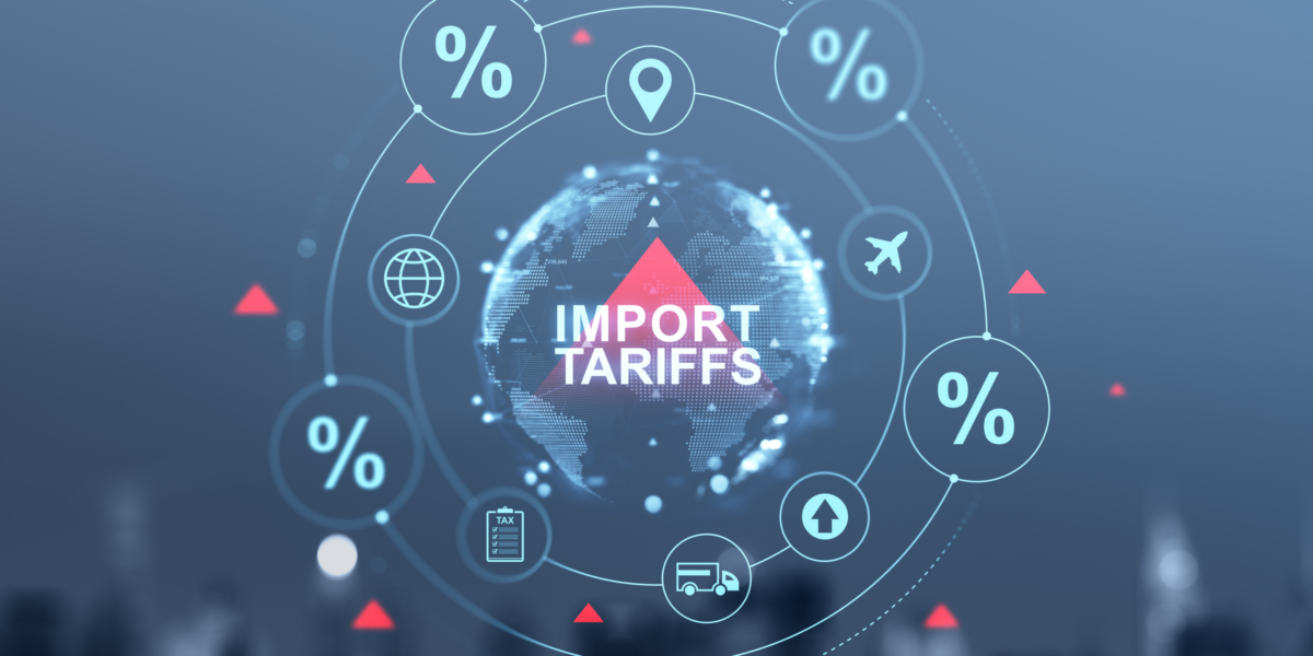 Import tariffs increase concept with global trade symbols - indicating the need for a lawyer for refunds for tariffs.