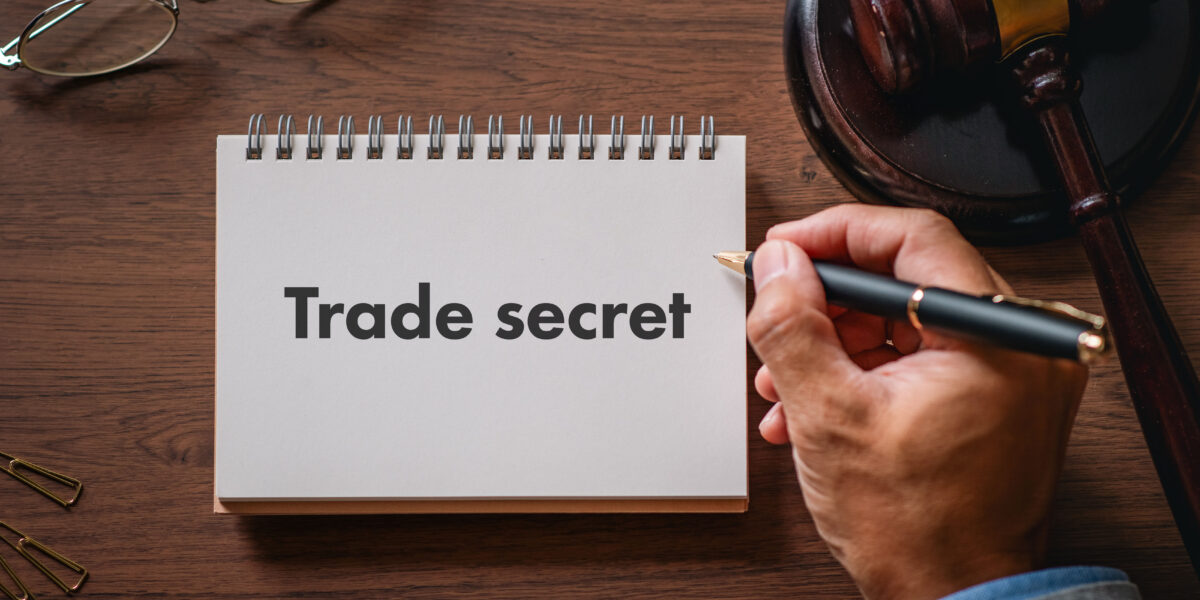 Desk of a trade secret attorney.